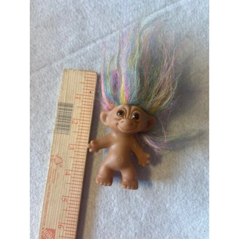 Vintage Bright of America Troll Doll Multi Color Neon Hair 3 Inch Toy Figure